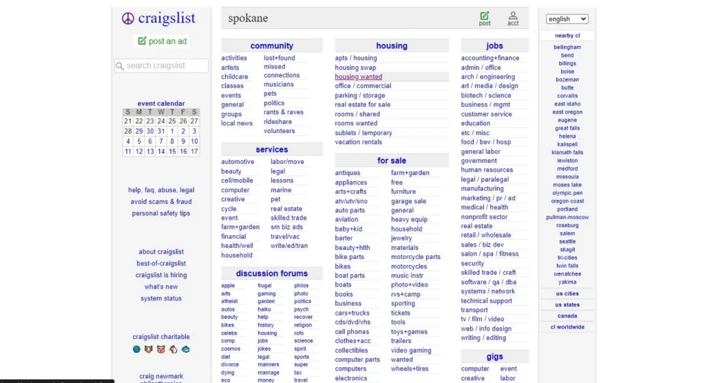 Popular Categories on Craigslist Spokane: A Walkthrough